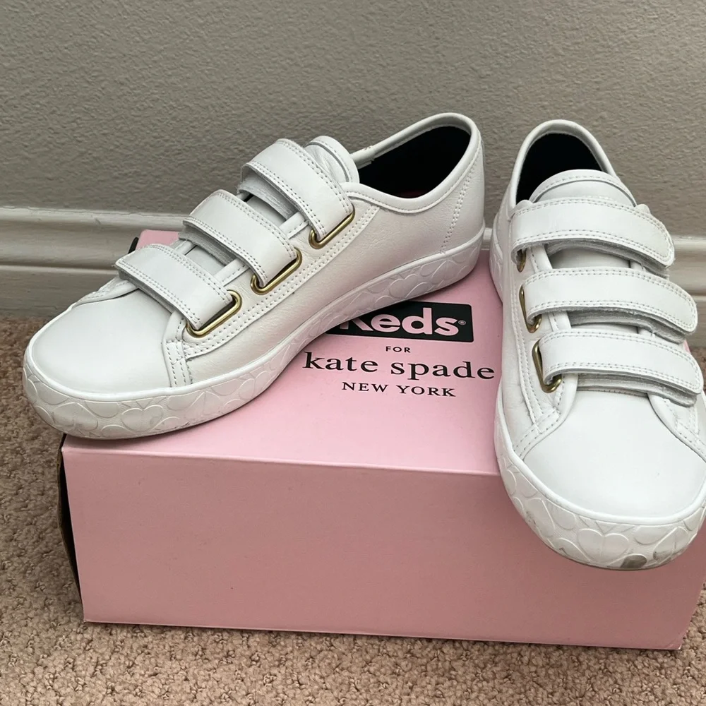 Kate Spade Keds White Women's Leather Sneakers Sz 7 - Picture 1 of 7